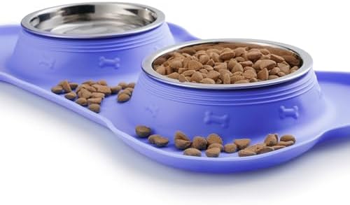 Hubulk Pet Dog Bowls 2 Stainless Steel Dog Bowl with No Spill Non-Skid Silicone Mat + Pet Food Scoop Water and Food Feeder Bowls for Feeding Small Medium Large Dogs Cats Puppies (X- Large, Purple)… - Image 5