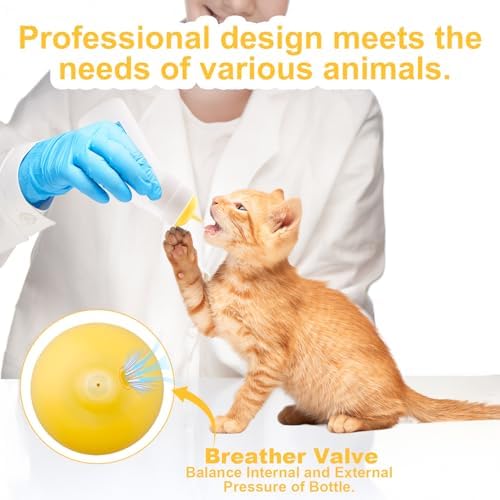 3 Pack Kitten Silicone Nursing Bottle,Silicone Feeding Nipple, Reusable Newborn Kitten Supplies, Suitable for Feeding Kitten, Puppy, Rabbit, Hamster (Yellow, Small+Medium+Large) - Image 4
