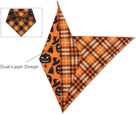 Fall Dog Bandanas 2PCS Halloween Pumpkin Spider Web XLarge Dogs - Image 4