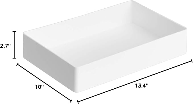 Amazon Basics Rectangular Plastic Desk Organizer Bundle, 3 Pieces Letter Tray and Accessory Tray for Office Supplies, Document Organization, Workspace Storage, 10 x 13.4 inches, White - Image 5