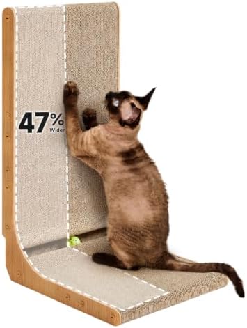 EHEYCIGA Extra Wide 16.5in Cardboard Cat Scratcher for Indoor Cats, Brown by EHEYCIGA