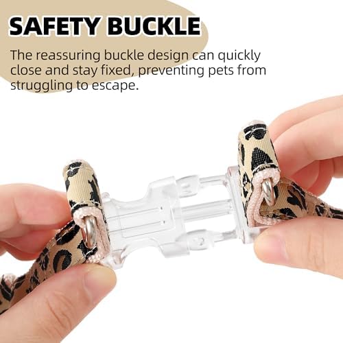 Mile High Life Leopard Dog Harness Collar Leash Set, Adjustable No Pull Dog Halter Harness for Small Breed Dogs, Easy Control for Training Walking (Beige, M Chest 15"-21", Neck 13"-17") - Image 6
