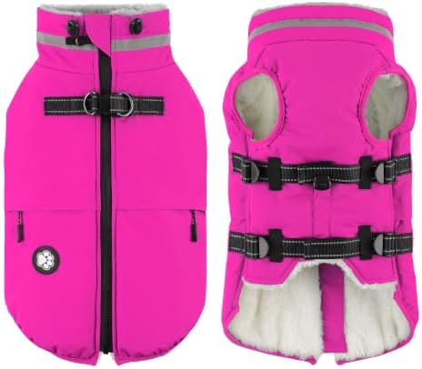 Dogcheer Dog Coat with Built-in Harness, Waterproof Dog Jacket with Pockets by Dogcheer