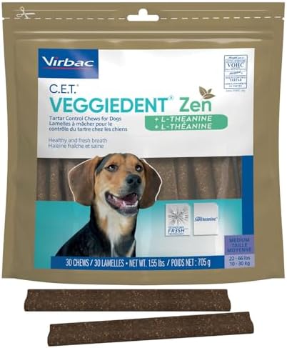 C.E.T. Veggiedent Fr3sh & Zen Plaque and Tartar Control Chews for Dogs, M by Virbac