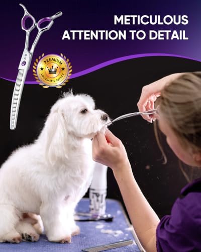 ULG 7.5 Inch Curved Thinning Shears for Dogs, 46T Grooming Scissors - Image 5