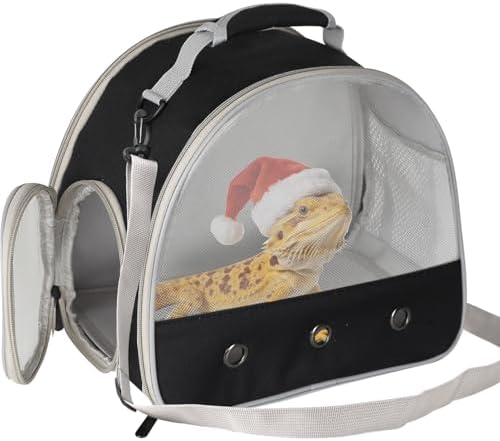 Ventilation Carrier for Bearded Dragon,Guinea Pig Carrier,Guinea Pig Carrier for 2,Reptile Travel Carrier for Lizards Sugar Glider Hedgehog Rat Parrot Birds,Airline Approved Black by WEVONIGU