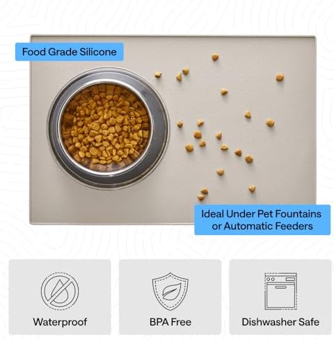GORILLA GRIP Dog Food Mat, 100% Waterproof Silicone, 18.5x11.5 Beige - Image 5