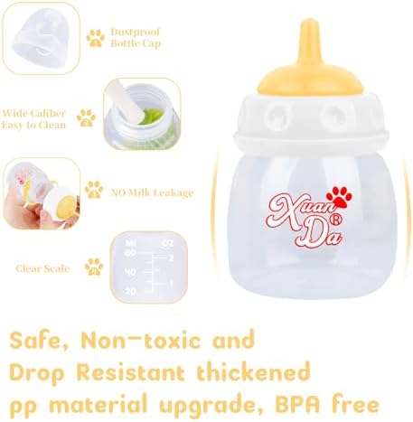 Pet Feeding Bottle and Syringes,60ml Nursing Bottle, 3 Sizes Nipples with Ventilation Valve Resistant Tearing Perfect for Puppies, Kittens, Small Wildlife (Yellow) - Image 4