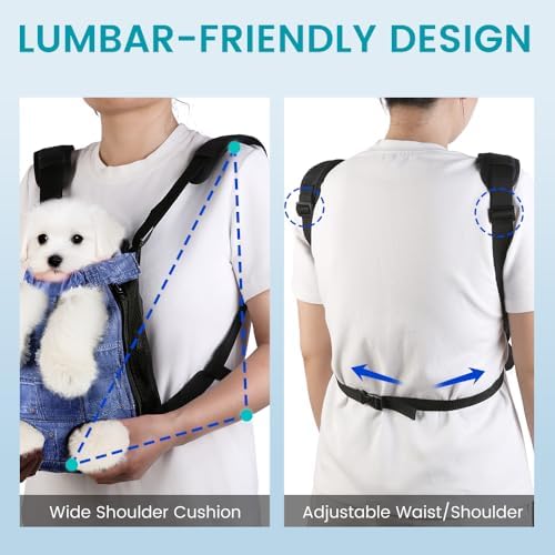 Mosago Dog Backpack Carrier, Front Chest Carrier for Small Dogs, Blue, XL - Image 6