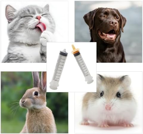 Pet Feeding Syringe Set, 60ml & 100ml Syringes with 2 Silicone Nipples for Newborn Kitten Puppy, Small Animals, Rabbit, Dog, Cat, Squirrel, Bird Nursing and Hand Feeding - Image 7