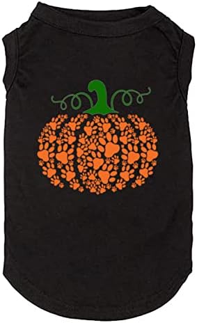 Funy Pumpkin T-Shirt Cute Ghost Dog Bone Print Shirt & Vest - Small to X-Small, Black - Fall Gift by weokwock