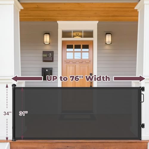76" Retractable Baby Gates Extra Wide, Mesh Long Dog Gate for Deck - Image 2