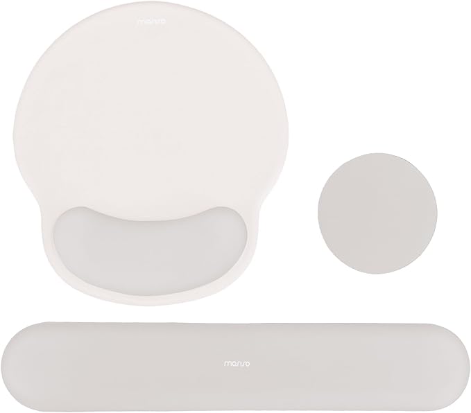 MOSISO Wrist Rest Support for Mouse Pad&Keyboard Set, Stone Gray | Circle Curved Ergonomic Mousepad Non-Slip Base Home/Office Pain Relief&Easy Typing Pad with Soft Cloth&Silicone Lining by MOSISO