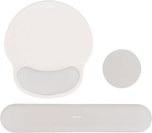 MOSISO Wrist Rest Support for Mouse Pad&Keyboard Set, Stone Gray | Circle Curved Ergonomic Mousepad Non-Slip Base Home/Office Pain Relief&Easy Typing Pad with Soft Cloth&Silicone Lining by MOSISO