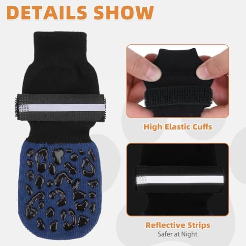 KOOLTAIL Anti Slip Dog Socks to Prevent Licking Paws,Dog Shoes for Hot Pavement, Reflective Traction Control Booties, Dogs Boots & Paw Protector for Hardwood Floors Small Medium Large Senior Dogs - Image 3
