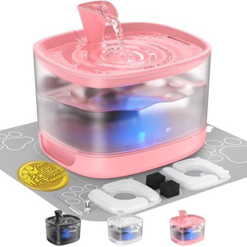 Veken 85oz/2.5L Cat Water Fountain with Detachable Tank for Cats, Red, D1 by Veken