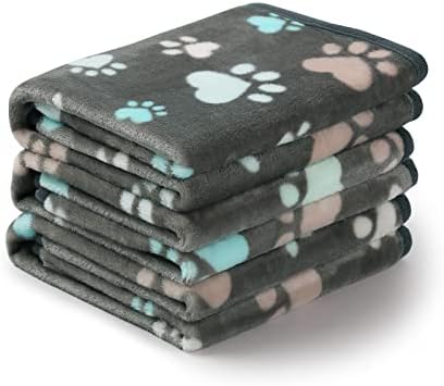 Luciphia 1 Pack 3 Blankets Fluffy Premium Fleece Pet Blanket Flannel Paw Printed Throw for Dog Cat(Medium 30x20'', Grey) by luciphia