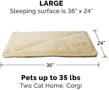 Furhaven ThermaNAP Self-Warming Cat Bed for Indoor Cats & Large/Medium Dogs, Washable & Reflects Body Heat - Quilted Faux Fur Reflective Bed Mat - Cream, Large (Pack of 2) - Image 2