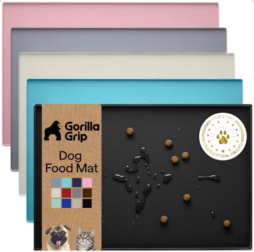 GORILLA GRIP Dog Food Mat, 100% Waterproof Silicone, 18.5x11.5 Black by GorillaGrip