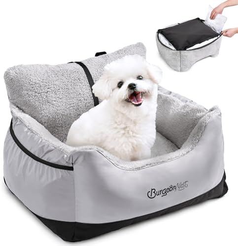 BurgeonNest Dog Car Seat for Small Dogs & Cats Under 25 lbs, Black Grey by Lifelongfriendsbelovedfamily