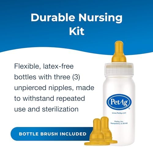 Pet-Ag Nursing Kit - 4 oz - Promotes the Natural Feeding of Liquids to Baby Animals - Each Kit Includes 4 oz. Bottle with Cap, 3 Nipples & Cleaning Brush - Image 2