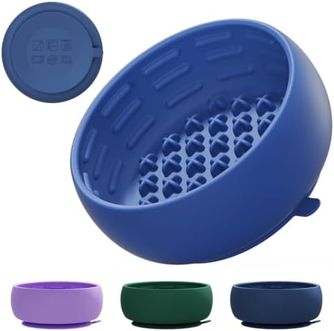 Deep Blue Lick Mat for Dogs & Cats - Anxiety Relief Slow Feeder Dog Bowl with Strong Suction - BPA-Free Silicone Puzzle Feeder for Calming, Enrichment & Stress-Free Grooming(Only for Small Dogs) by Miniguysa