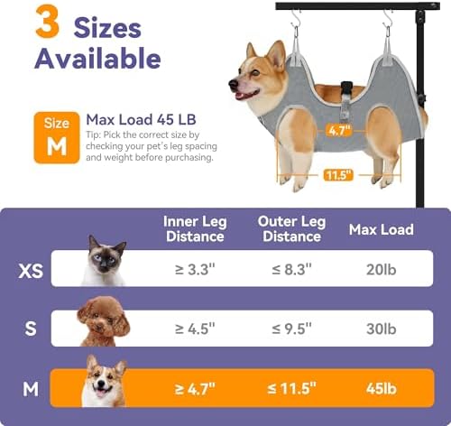 niffgaff Adjustable Dog Grooming Arm with Clamp, 26″–40″ Height, M Hammock with Back Buckle, No-Sit Grooming Restraint for Small & Medium Dogs - Image 2