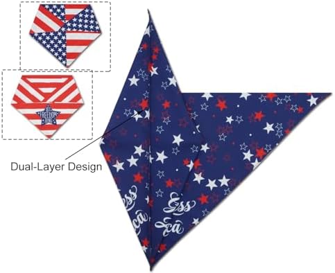 American Flag Dog Bandanas 3 Pack XL Extra Large, 4th of July Patriotic Pet Scarf Bandana for Independence Day Memorial Day, Red White Blue Holiday Costume for Extra Large Dogs - Image 4