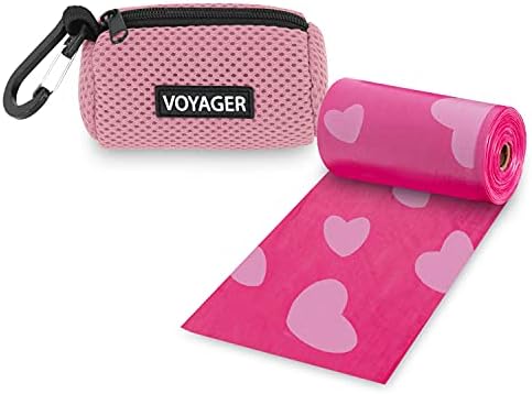 Best Pet Supplies Dog Poop Bag Holder Leash Attachment with Reusable Dispenser for Travel, Walking, Park, and Outdoor Use, Durable with Clip-On - Pink, Mesh Dispenser w/15 Bags by BestPetSuppliesLLC