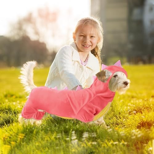 Hotumn Dinosaur Dog Halloween Costume Pet Dino Hoodie for Small Dogs (Large, Pink) - Image 6