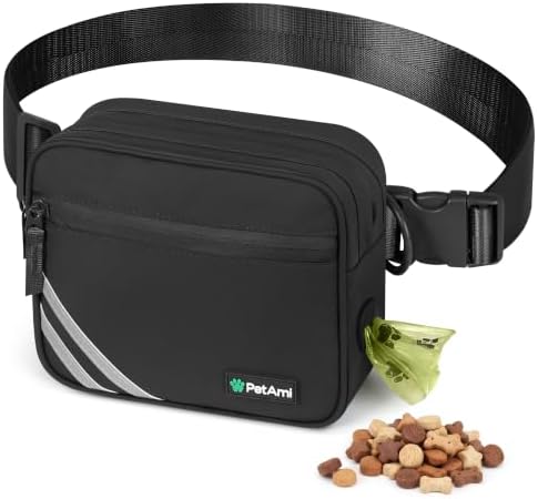 PetAmi Dog Walking Bag, 3-in-1 Crossbody Fanny Pack Treat Pouch, Black by PetAmi