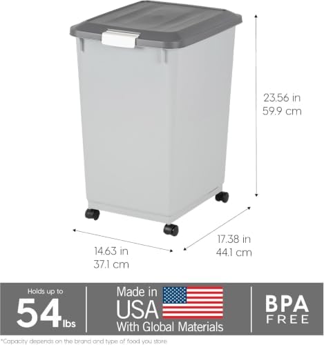 IRIS USA Dog Food Storage Container, 2-Pack, Up to 54 lbs, Gray/Dark Gray - Image 3