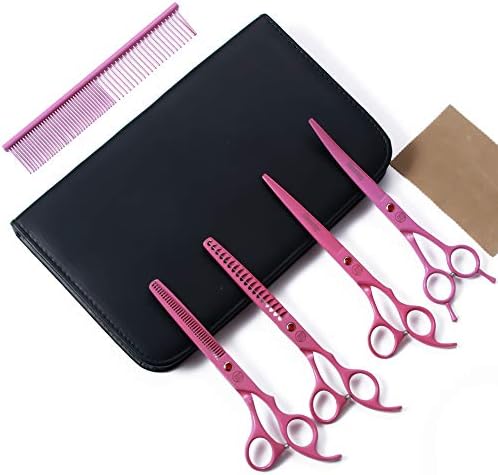 Moontay 7" Professional Dog Grooming Scissors Set of 5 with Pet Comb & Bag by Moontay