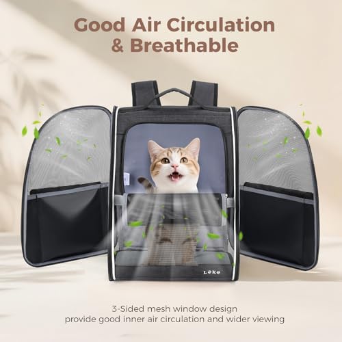 Lekereise Dog Carrier Backpack for Small Medium Large Dogs Cats up to 25 lbs, Breathable Pet Backpack Carrier with 3 Entrances, Collapsible Cat Backpack Carrier, Travel Hiking Puppy Backpack - Image 3