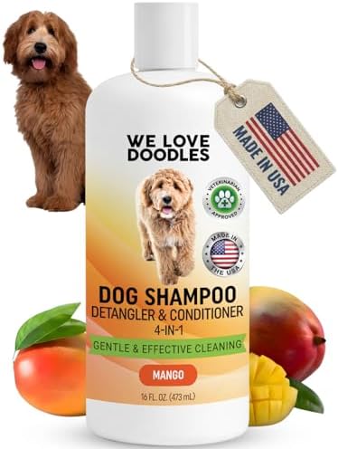 Dog Shampoo, Conditioner & Detangler, Hypoallergenic, Tearless, Mango, 16OZ by WeLoveDoodles