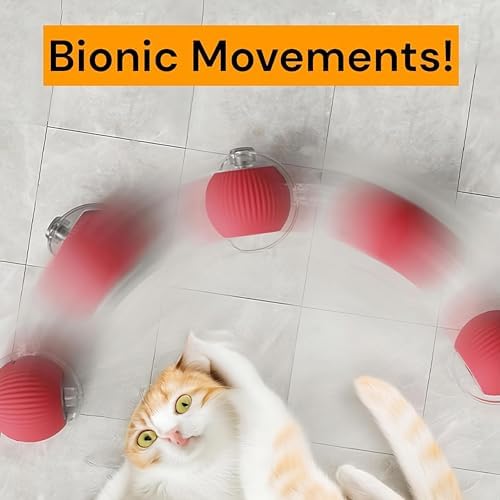 Durable Interactive Cat Toys for Indoor Cats, Dog Toys Ball, Rolling Pet Ball, Smart Automatic Cat Chase Balls Toy, Interactive Dog Toys Speedy Tail,Kitten & Cat Toys Interactive (Pink) - Image 2