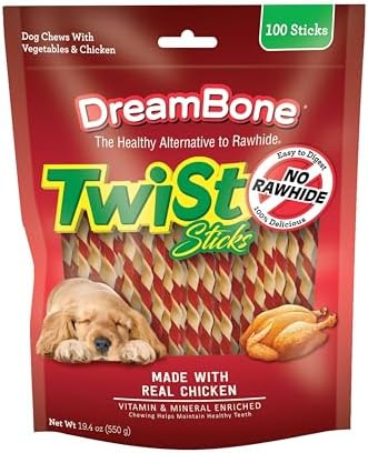 DreamBone Twist Sticks Rawhide-Free Dog Treats with Real Protein, 100 Count by Dreambone