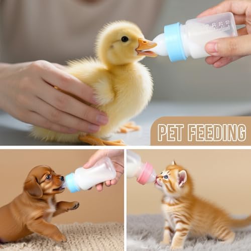 ASEVAT 2 oz 3Pack Kitten Bottles for Nursing,Puppy Bottles for Nursing Puppy Milk, Anti-Choking Puppy Feeder Design,with 4pcs Replaceable and Reusable Silicone Nipples - Image 4