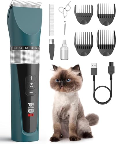oneisall Cat Clippers for Matted Hair, 5-Speed Quiet Cat Grooming kit by oneisall