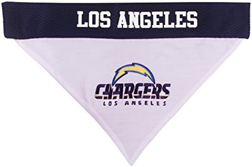 NFL DOG BANDANA - LOS ANGELES CHARGERS REVERSIBLE PET BANDANA. 2 Sided Sports Bandana with a PREMIUM Embroidery TEAM LOGO, Large/X-Large. - 2 Sizes & 32 NFL Teams available - Image 2