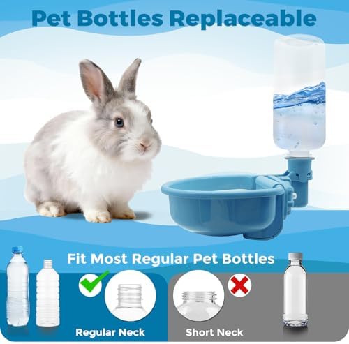 VANNON Gravity Pet Water Bowl, 16oz Anti-Splash Crate Dispenser, Blue - Image 2