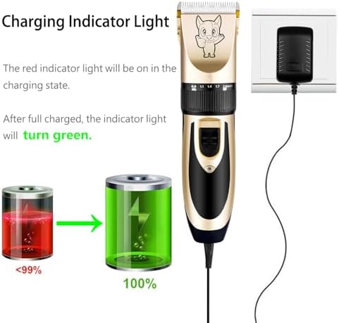 Highdas Dog Clippers for Grooming Low Noise, Cordless Electric Dog Grooming Kit Clippers Rechargeable, Quiet Dog Shaver, Pet Hair Trimmer Kit for Dogs & Cats (Gold) - Image 3