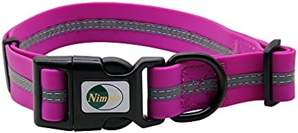 Nimble Reflective Waterproof Dog Collar Adjustable Odor Resistant Easy Clean Pet Collar for Small Medium Large Dogs Night Walking Outdoor Rainy Use (Medium (11.81”-18.5”inches), Rose Purple) by NIMBLE