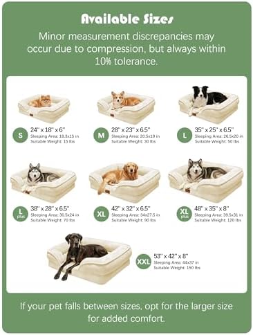 Spotted Play Orthopedic Dog Bed with Sides - Sofa Beds for Extra Large Dogs, Supportive Foam Pet Couch Bed with Washable Removable Cover, Waterproof Lining and Non-Slip Bottom, Ivory - XL-Plus - Image 7