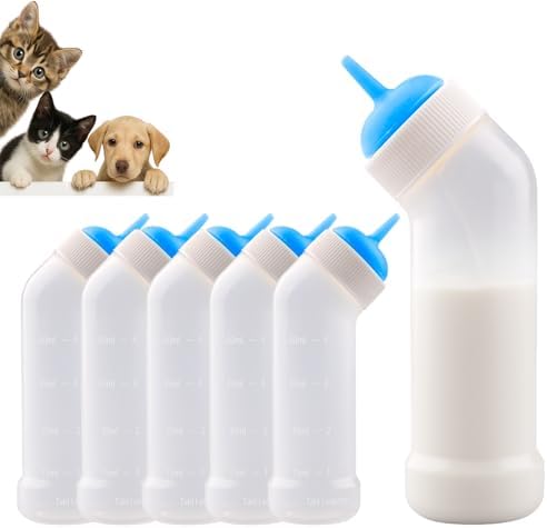 Pet Nursing Bottle for Newborn Animals,Kitten Bottle Feeding Kit Silicone Nipple for Kittens Puppys Rabbits Squirrel (Blue, Medium) by JiaxixofPetSupplies