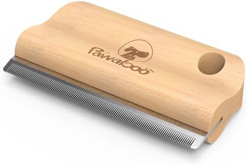 Pawaboo Deshedding Brush for Dogs&Cats, Wood Dog Hair Removal Comb, 5.1inch by Pawaboo