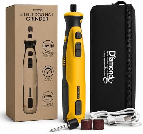 Diamondg Cordless Dog Nail Grinder - Quiet Sound with LED Light, Orange by Diamondg