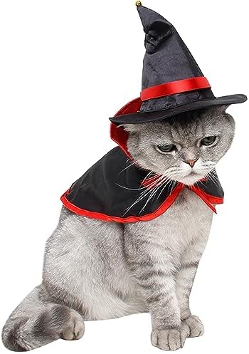 Pet Halloween Cloak Cosplay Vampire Cloak with Hat for Cat and Small Dogs, Pet Halloween Costume Clothes Suit with Cap - Image 2