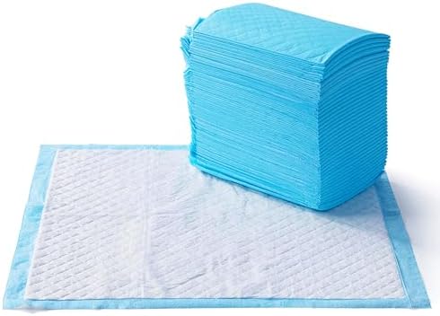 Amazon Basics Heavy Duty Dog and Puppy Pee Pads, Leak-Proof 5-Layer Ultra Absorbent, Quick-Dry Surface for Potty Training and Housebreaking, Regular Size, 24x23", Blue & White, 80 Count by AmazonBasics