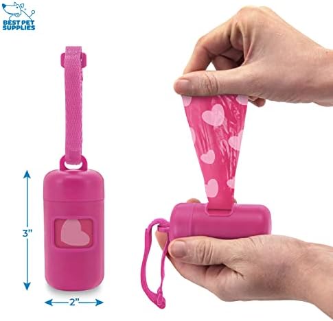 Best Pet Supplies Dog Poop Bag Holder Leash Attachment with Reusable Dispenser for Travel, Walking, Park, and Outdoor Use, Durable with Clip-On - Fuchsia, Pack of 2, Plastic Dispenser w/30 Bags - Image 3